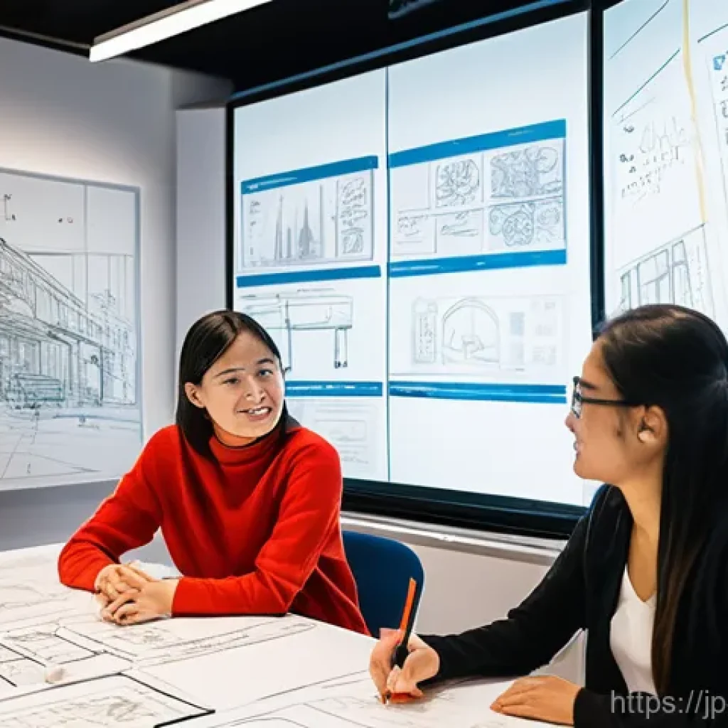 제품디자인 관련 학위와 비학위 과정의 비교 - **Prompt 1: University Design Studio - Broad Perspective and Collaboration**
    "A vibrant scene in...