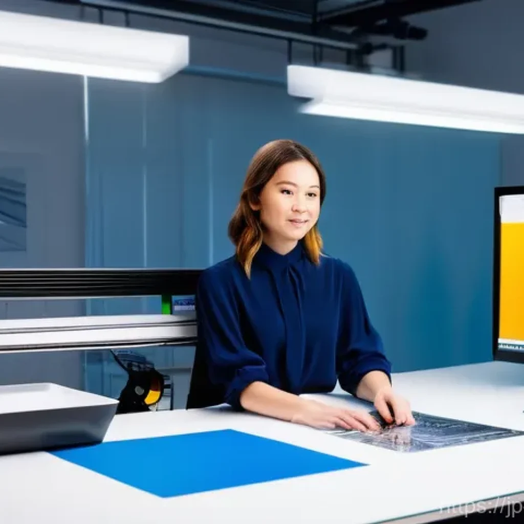 제품디자인 현장에서 가장 많이 쓰이는 프린터 종류 - **Prompt:** A dynamic, wide-angle shot in a modern, brightly lit product design studio. A focused fe...