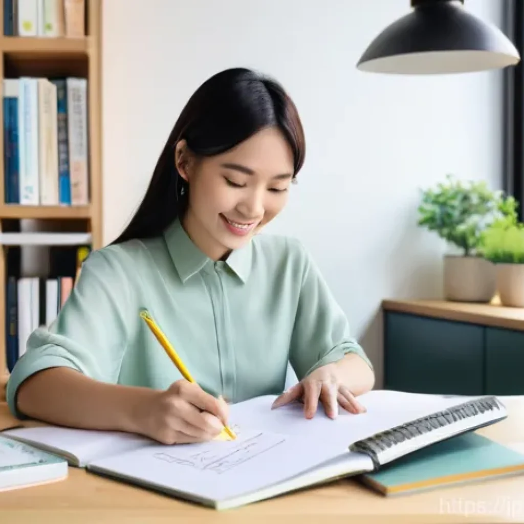 제품디자인 입문서를 효과적으로 활용하는 방법 - **Prompt:** A young, enthusiastic Japanese female influencer, in her late 20s, with a warm smile and...