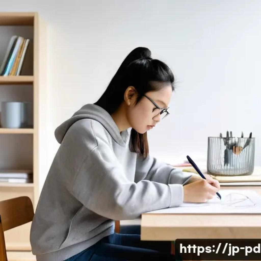 제품디자인 실기 시험에서 주의할 점 - **Prompt 1: Focused Design Student in a Modern Studio**
    A young East Asian female product design...
